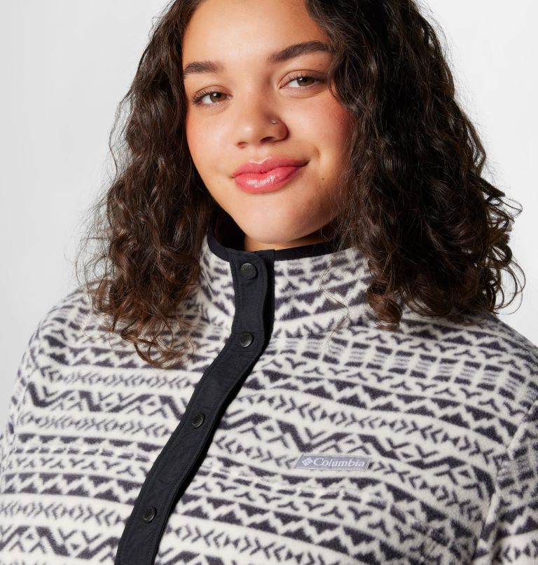Women's Benton Springs Printed Half Snap Fleece Pullover - Plus Size, Color: Chalk Madras Tonal, image 5
