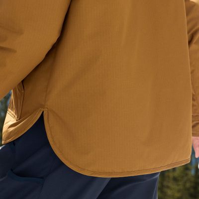 Model showing back of shirttail hem.