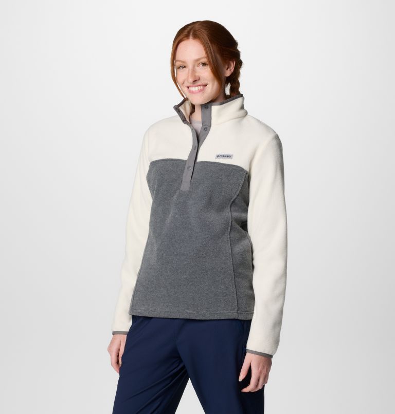 Women's Benton Springs Half Snap Pullover, Color: City Grey Heather, Chalk, image 4