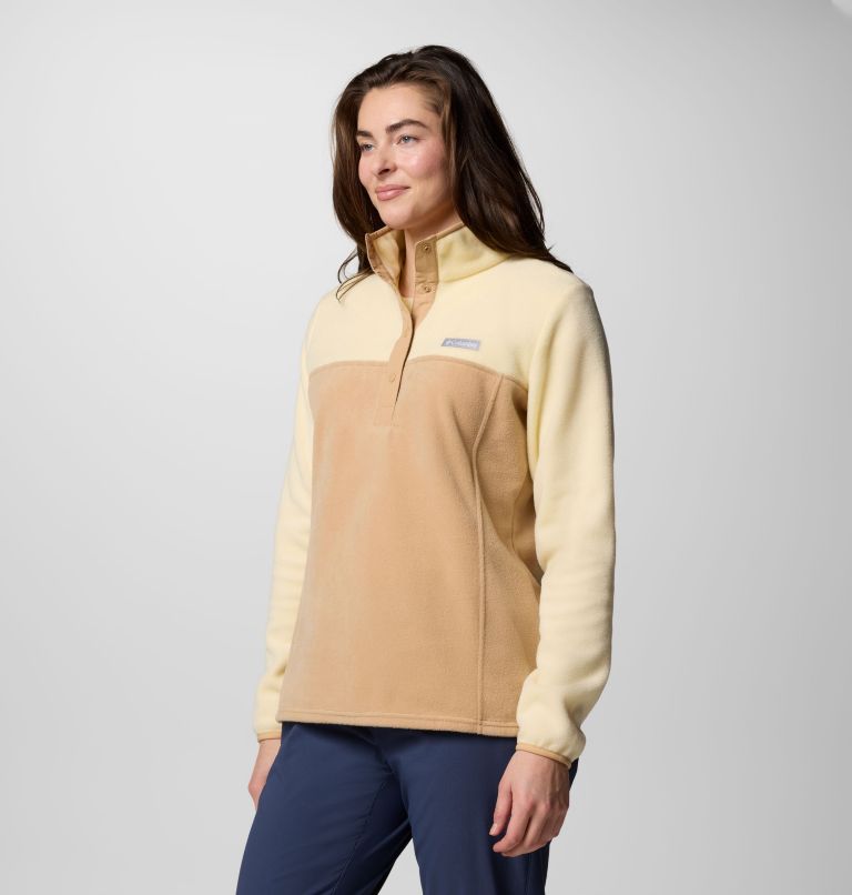 Forro polar con cierre medio a presión Benton Springs para mujer, Color: Canoe, Lemon Wash, image 3