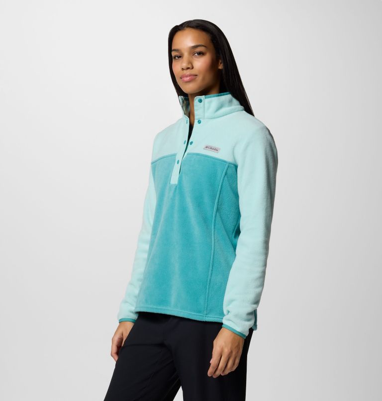 Women's Benton Springs Half Snap Pullover, Color: Teal, Spray, image 3