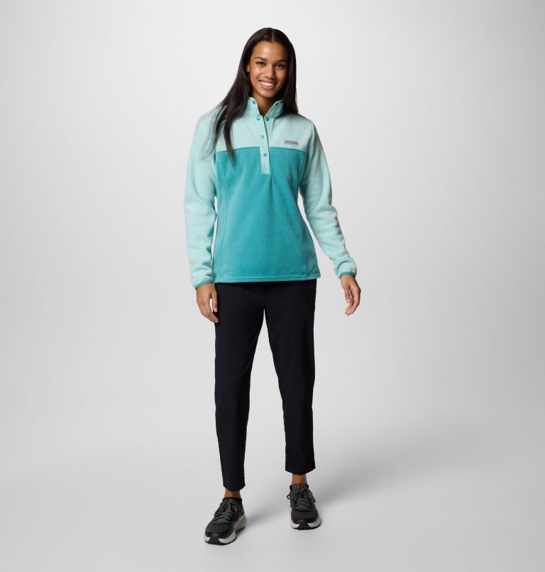 Women's Benton Springs Half Snap Pullover, Color: Teal, Spray, image 5