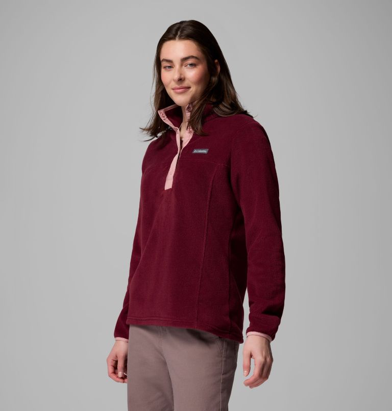 Women's Benton Springs Half Snap Pullover Fleece II, Color: Rich Wine, Eraser Pink, image 4
