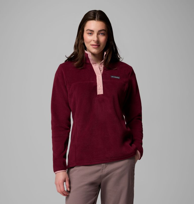 Women's Benton Springs Half Snap Pullover Fleece II, Color: Rich Wine, Eraser Pink, image 1