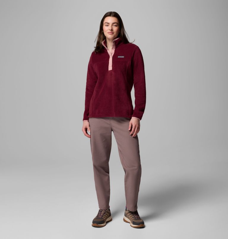 Women's Benton Springs Half Snap Pullover Fleece II, Color: Rich Wine, Eraser Pink, image 2