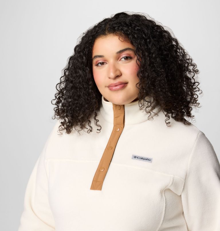 Women's Benton Springs Half Snap Pullover Fleece II - Plus Size, Color: Chalk, Camel Brown, image 5
