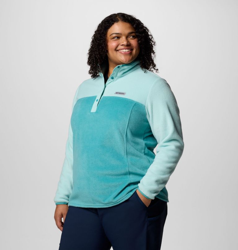 Women's Benton Springs Half Snap Pullover Fleece II - Plus Size, Color: Teal, Spray, image 3