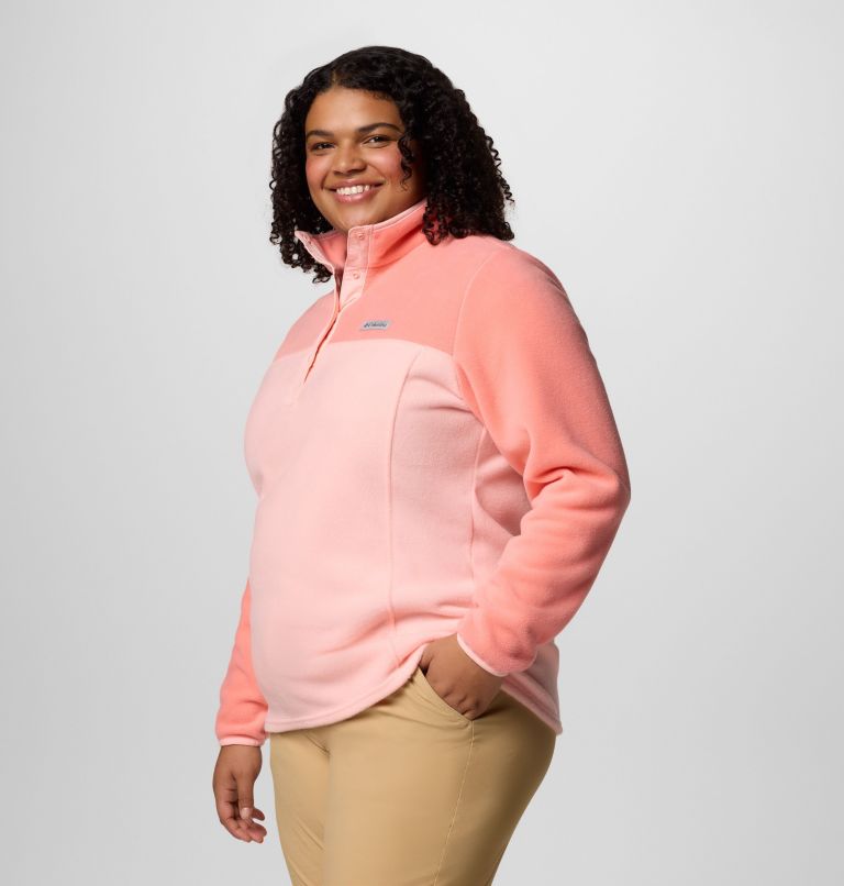 Women's Benton Springs Half Snap Pullover Fleece II - Plus Size, Color: Pink Sand, Alpenglow, image 3