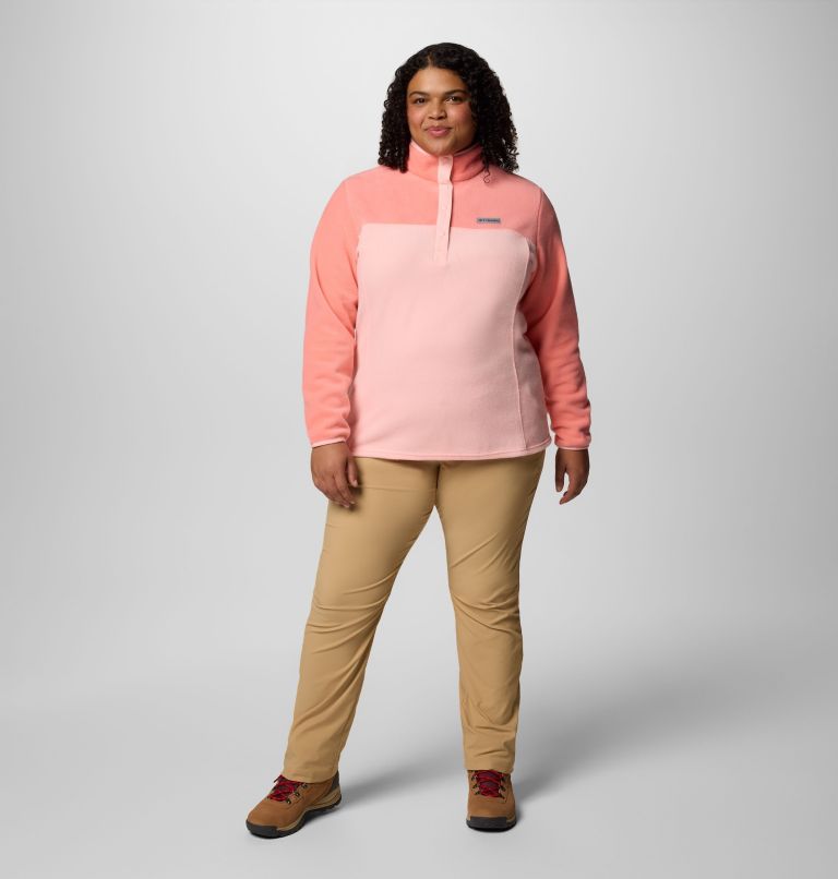 Women's Benton Springs Half Snap Pullover Fleece II - Plus Size, Color: Pink Sand, Alpenglow, image 5