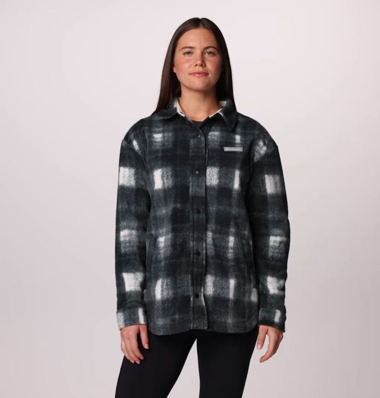 Women's Benton Springs Fleece Shirt Jacket, Color: Chalk Omblur Tonal
