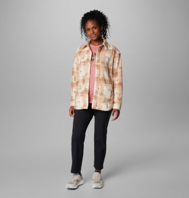 Women's Benton Springs Fleece Shirt Jacket, Color: Camel Brown Omblur, image 11