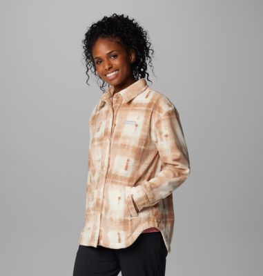 Women's Benton Springs Fleece Shirt Jacket, Color: Camel Brown Omblur, image 12