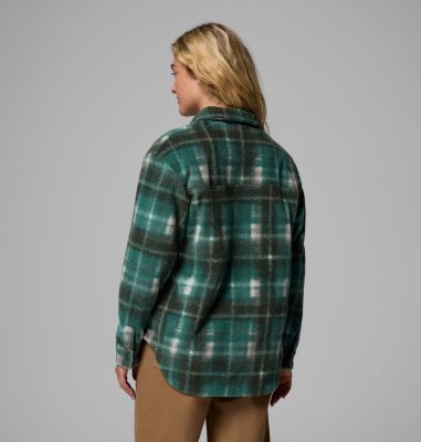 Women's Benton Springs Fleece Shirt Jacket, Color: Rain Forest Omblur, image 7