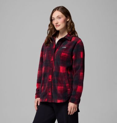 Women's Benton Springs Fleece Shirt Jacket, Color: Mountain Red Omblur Tonal, image 4