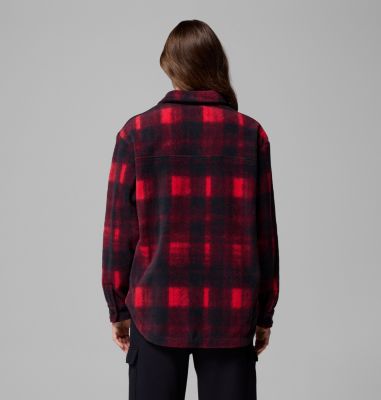 Women's Benton Springs Fleece Shirt Jacket, Color: Mountain Red Omblur Tonal, image 3