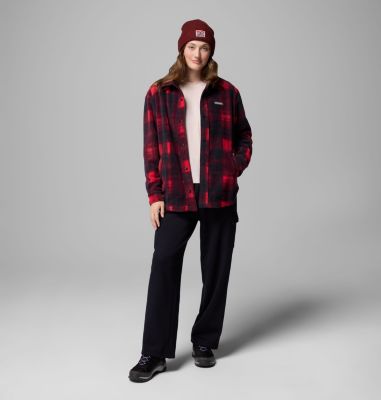 Women's Benton Springs Fleece Shirt Jacket, Color: Mountain Red Omblur Tonal, image 2