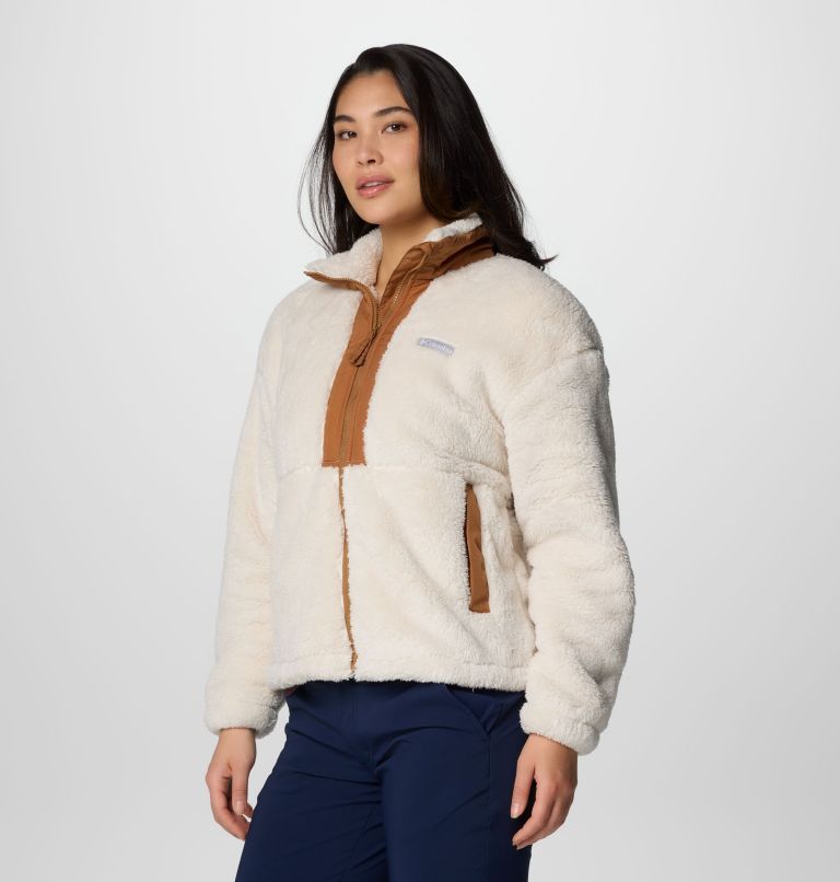 Women's Boundless Discovery Sherpa Full Zip II Jacket, Color: Chalk, Camel Brown, image 4
