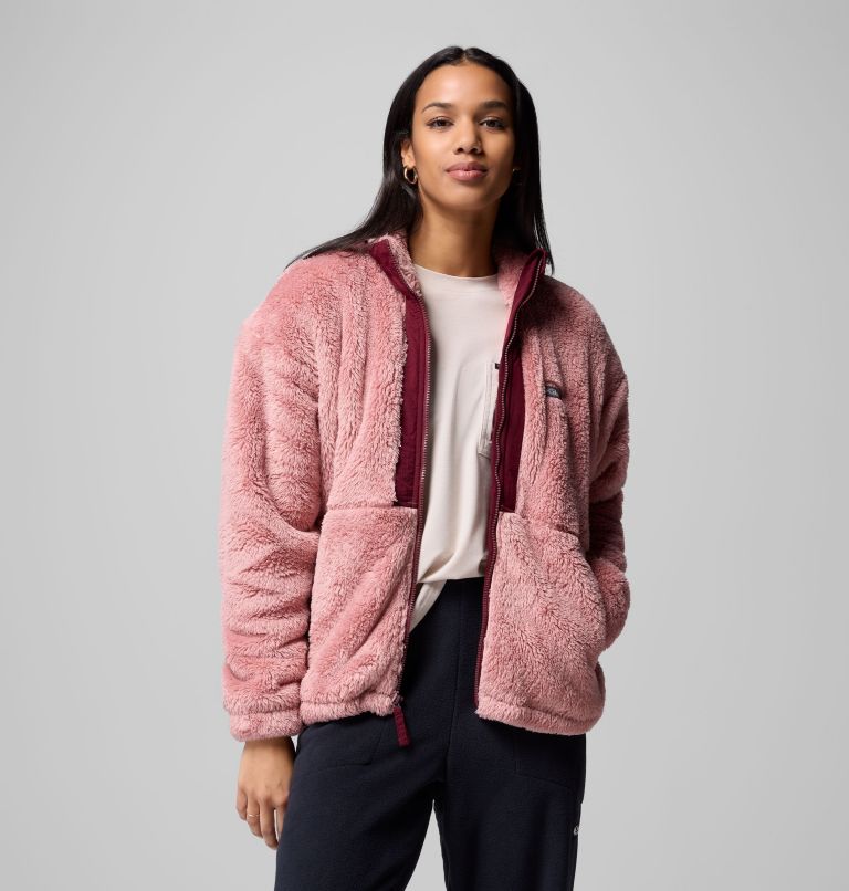 Women's Boundless Discovery Sherpa Full Zip II Jacket, Color: Eraser Pink, Rich Wine, image 4