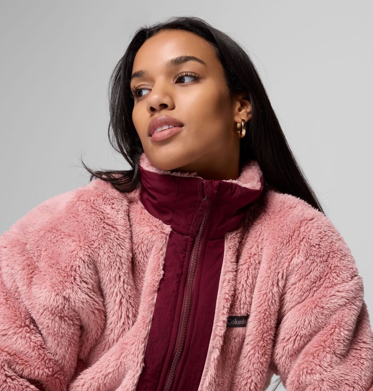 Women's Boundless Discovery Sherpa Full Zip II Jacket, Color: Eraser Pink, Rich Wine, image 5