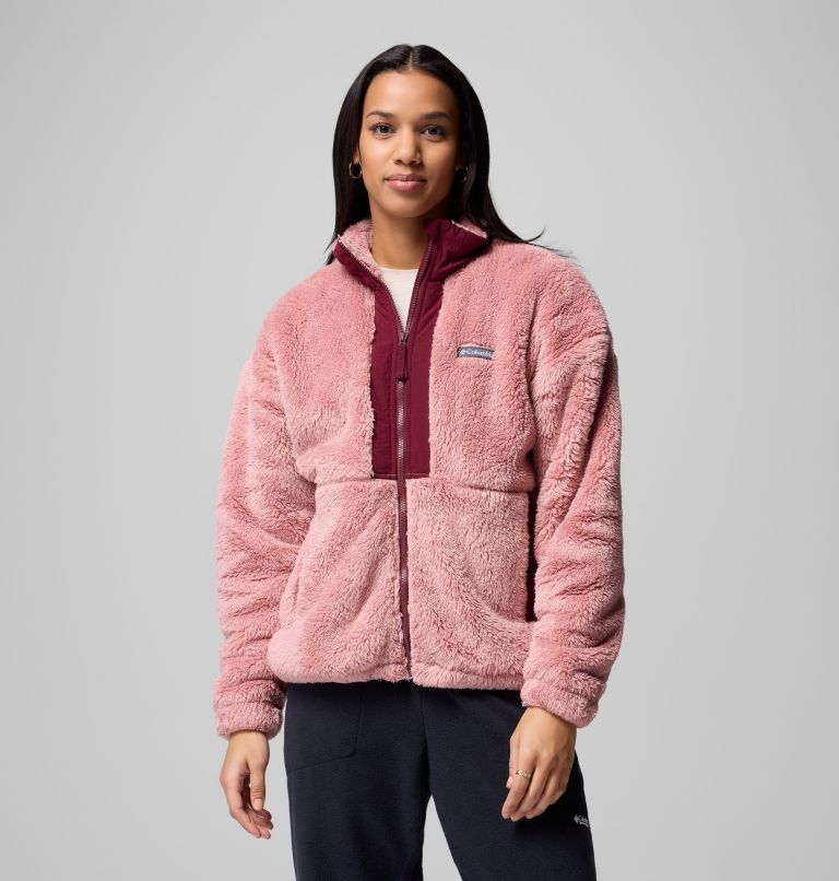 Women's Boundless Discovery Sherpa Full Zip II Jacket, Color: Eraser Pink, Rich Wine, image 1