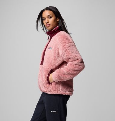 Chaqueta de forro polar sherpa Boundless Discovery II para mujer, Color: Eraser Pink, Rich Wine, image 3