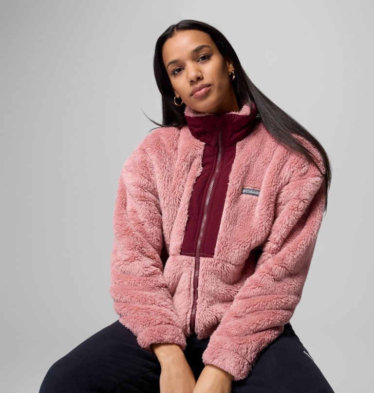 Women's Boundless Discovery II Sherpa Fleece Jacket, Color: Eraser Pink, Rich Wine, image 6