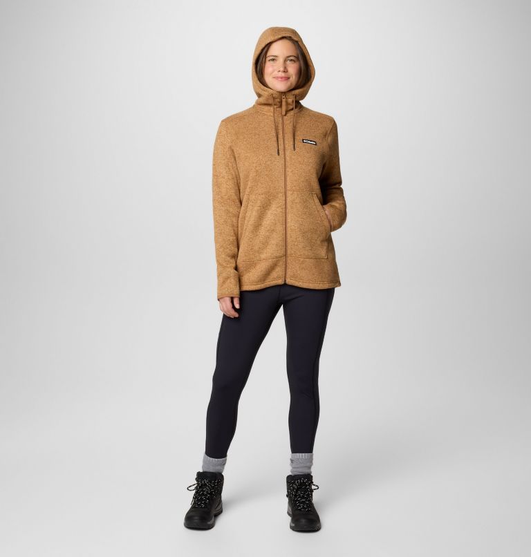 Manteau à fermeture éclair pleine longueur en sherpa Sweater Weather II pour femmes, Color: Camel Brown Heather, image 3