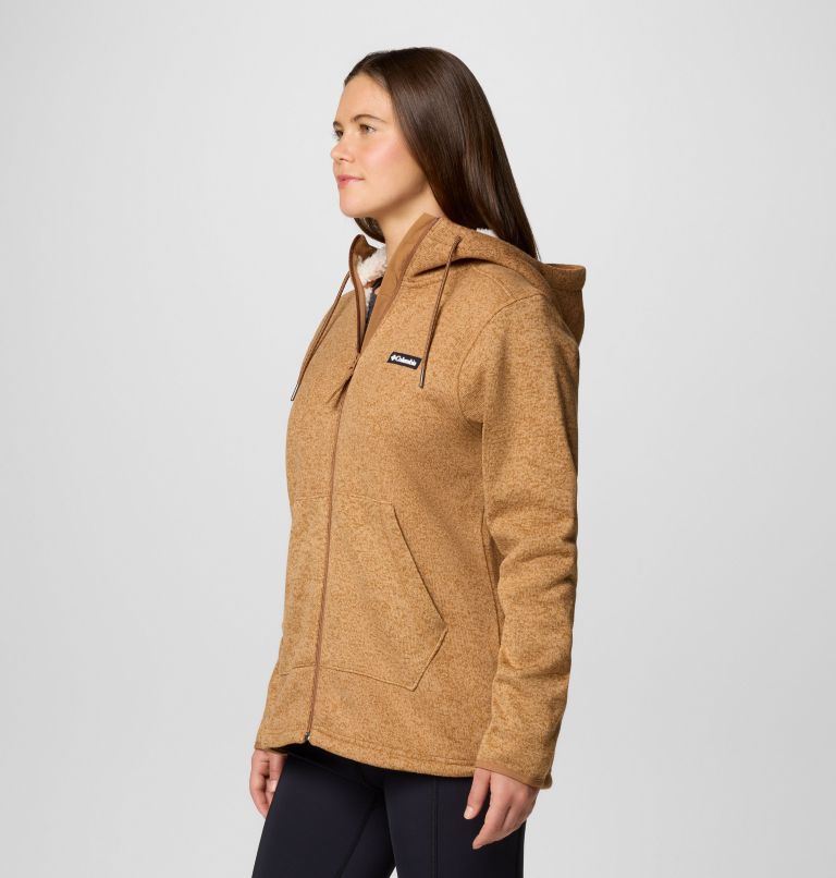 Manteau à fermeture éclair pleine longueur en sherpa Sweater Weather II pour femmes, Color: Camel Brown Heather, image 4
