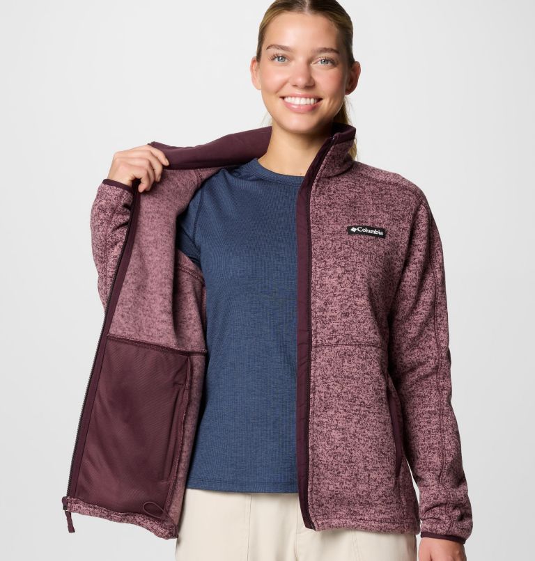 Women's Sweater Weather II Full Zip Jacket, Color: Moonvista, Fig Heather, image 7