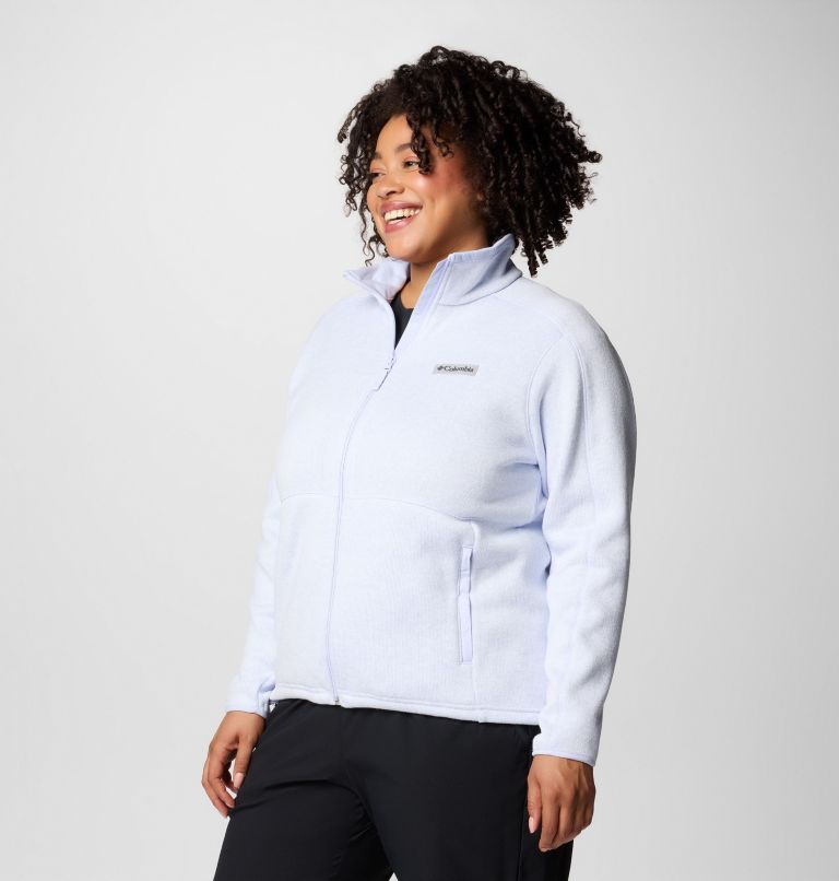 Women's Sweater Weather II Full Zip Jacket - Plus Size, Color: Snowdrift, Blue Hint Heather, image 4