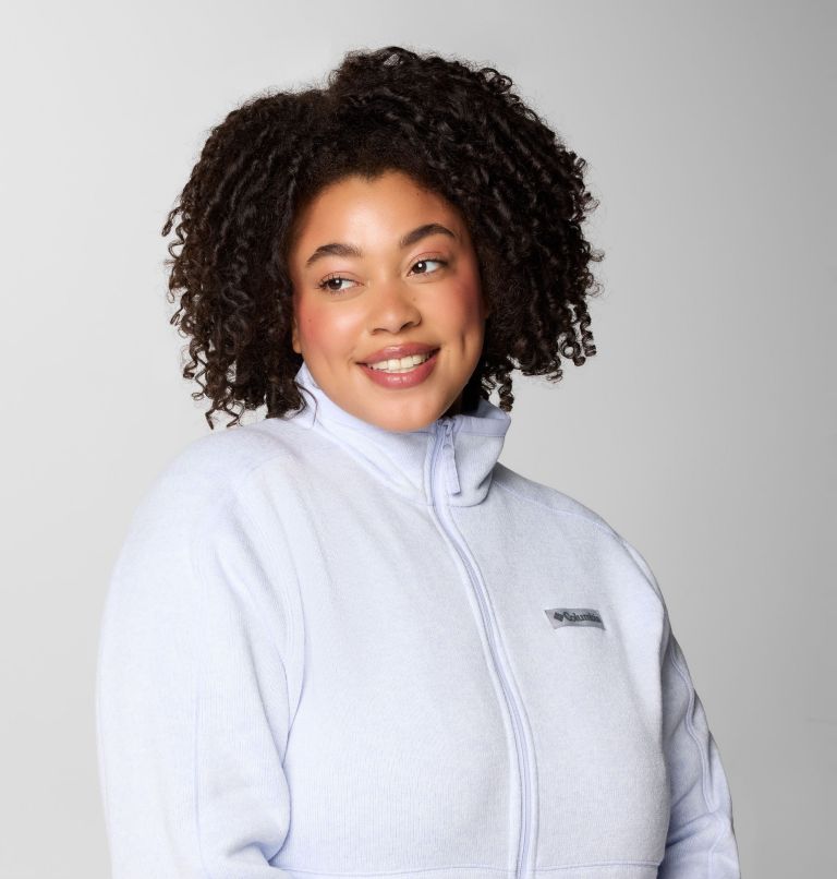 Women's Sweater Weather II Full Zip Jacket - Plus Size, Color: Snowdrift, Blue Hint Heather, image 5