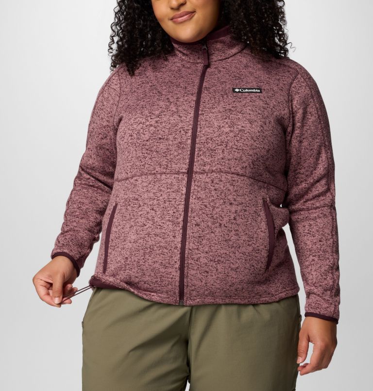 Women's Sweater Weather II Full Zip Jacket - Plus Size, Color: Moonvista, Fig Heather, image 6