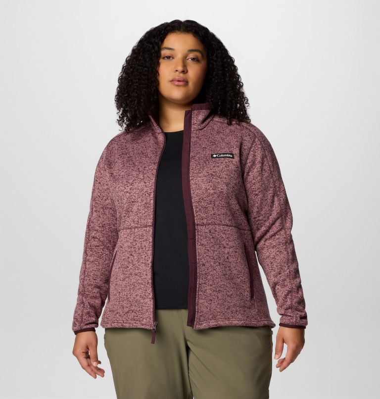 Women's Sweater Weather II Full Zip Jacket - Plus Size, Color: Moonvista, Fig Heather, image 7