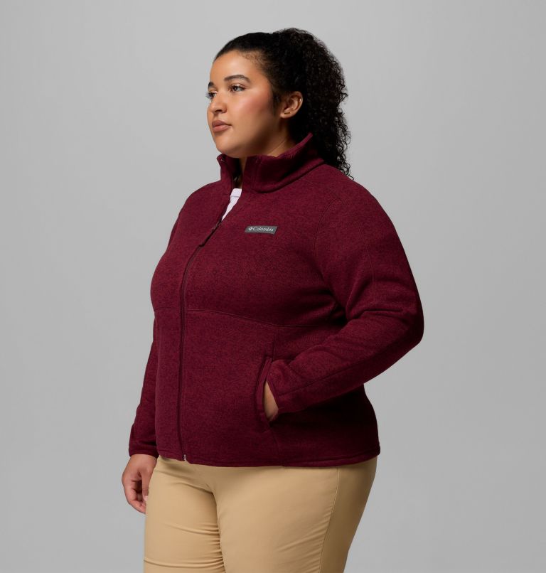 Women's Sweater Weather II Full Zip Jacket - Plus Size, Color: Rich Wine Heather, image 4