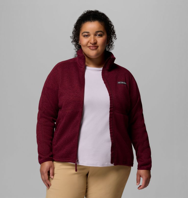 Women's Sweater Weather II Full Zip Jacket - Plus Size, Color: Rich Wine Heather, image 5