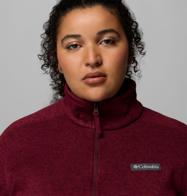 Women's Sweater Weather II Full Zip Jacket - Plus Size, Color: Rich Wine Heather, image 6