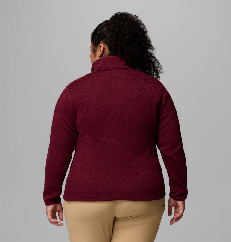 Women's Sweater Weather II Full Zip Jacket - Plus Size, Color: Rich Wine Heather, image 3