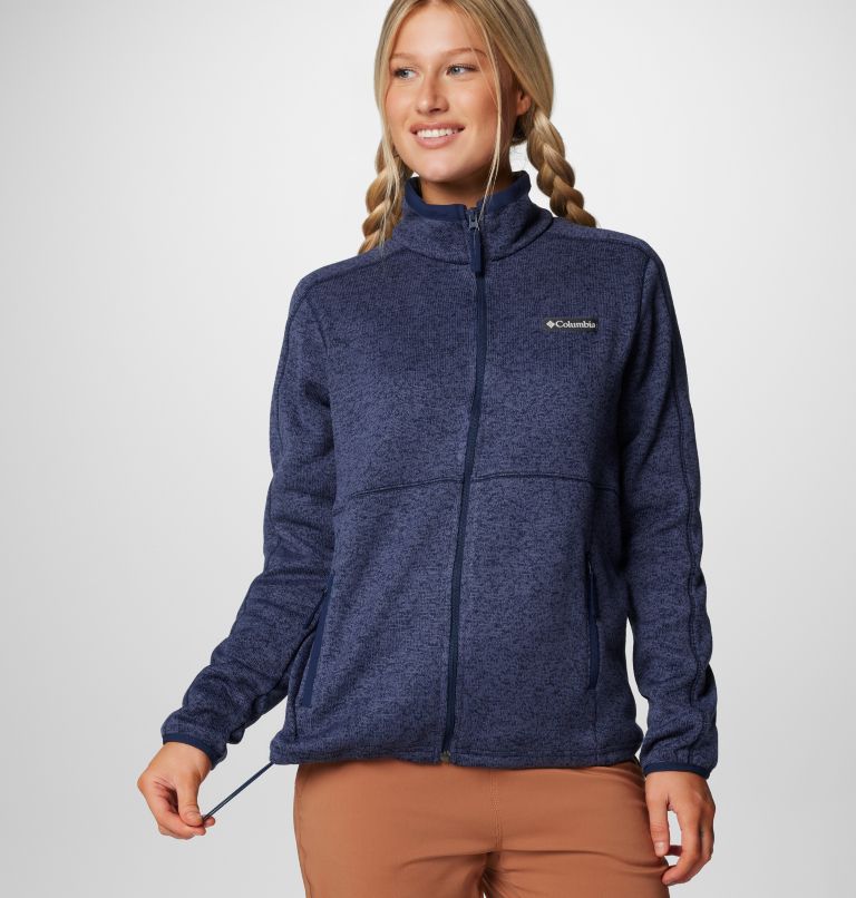 Women's Sweater Weather II Fleece Jacket, Color: Collegiate Navy, Nocturnal Heather, image 6