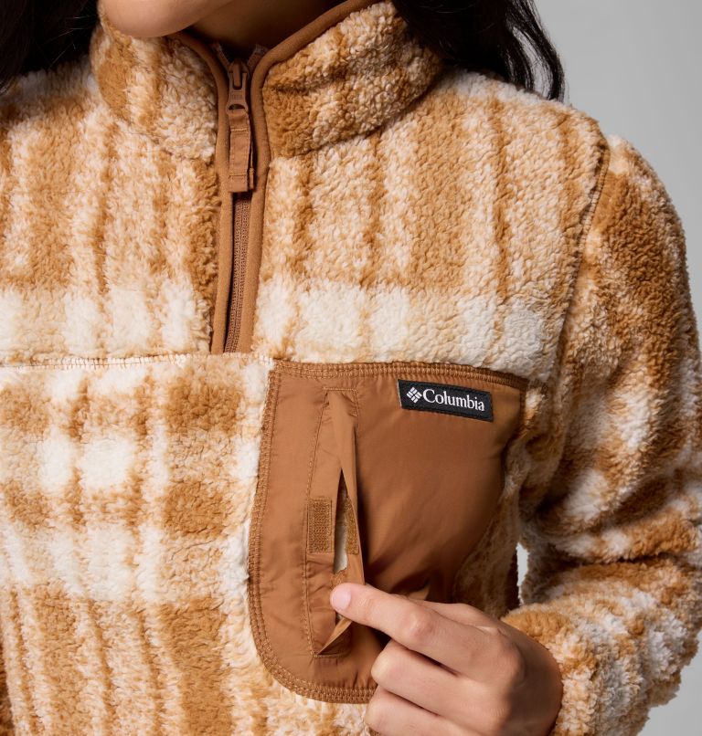Women's West Bend Quarter Zip II Fleece Pullover, Color: Camel Brown Herringplaid, image 6