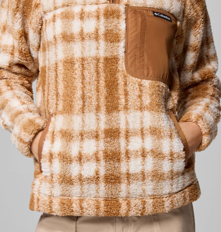 Women's West Bend Quarter Zip II Fleece Pullover, Color: Camel Brown Herringplaid, image 7