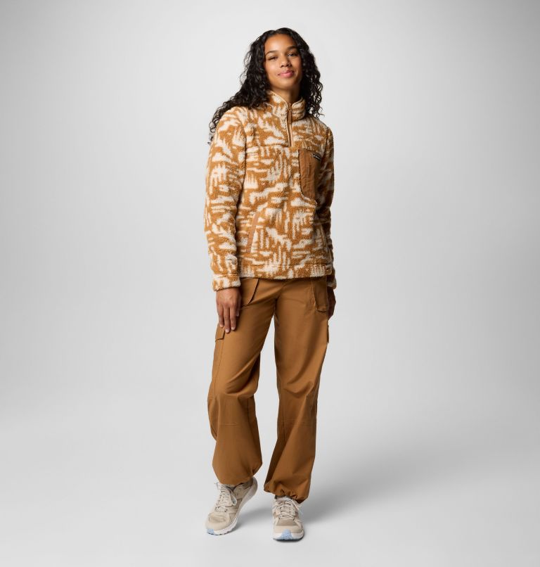 Women's West Bend Quarter Zip II Fleece Pullover, Color: Camel Brown Highland Tonal, image 3