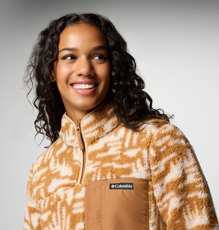 Women's West Bend Quarter Zip II Fleece Pullover, Color: Camel Brown Highland Tonal, image 5