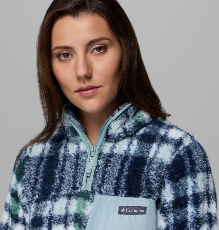 Women's West Bend Quarter Zip II Fleece Pullover, Color: Crushed Blue Herringplaid, image 5