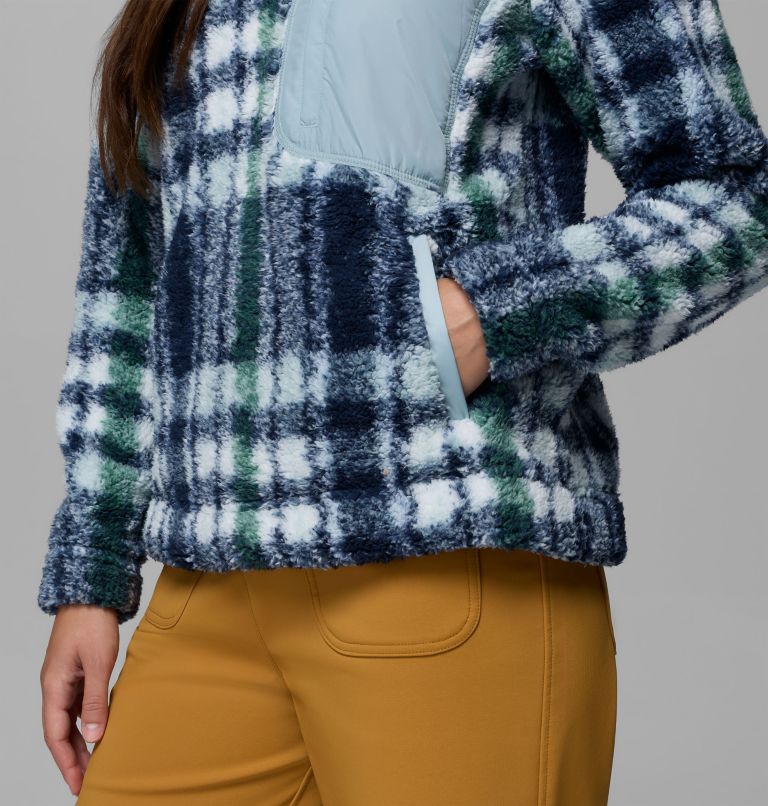 Women's West Bend Quarter Zip II Fleece Pullover, Color: Crushed Blue Herringplaid, image 6