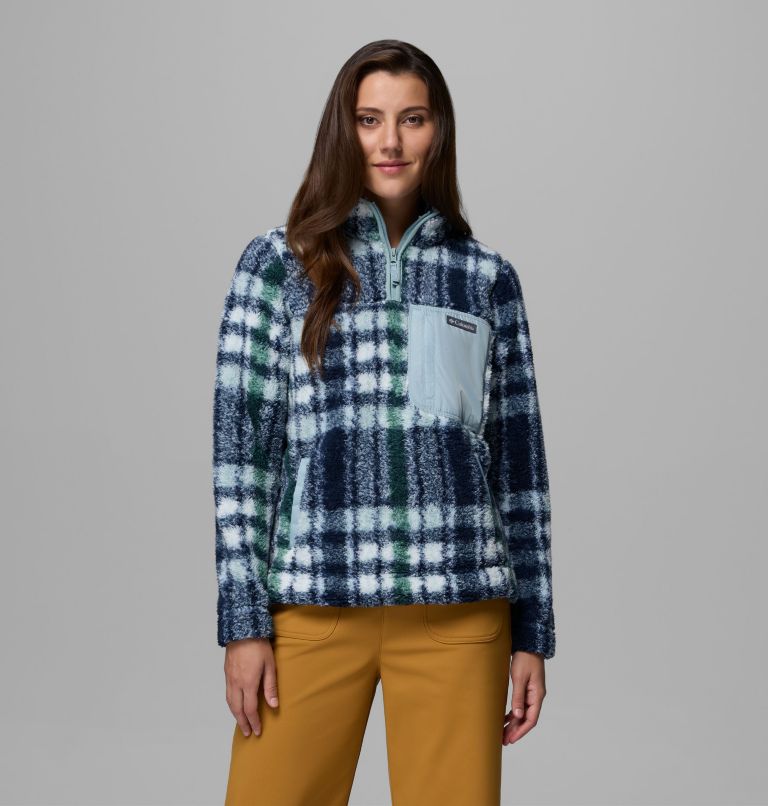Women's West Bend Quarter Zip II Fleece Pullover, Color: Crushed Blue Herringplaid, image 1