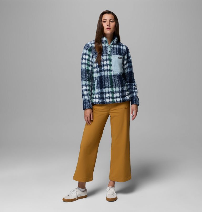 Women's West Bend Quarter Zip II Fleece Pullover, Color: Crushed Blue Herringplaid, image 2