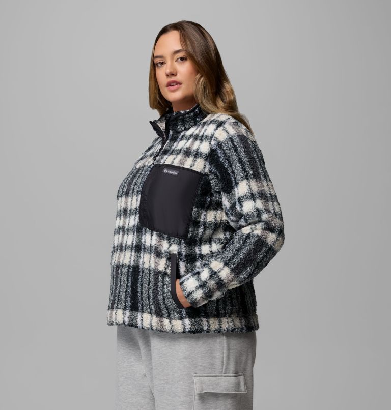 Women's West Bend Quarter Zip II Fleece Pullover - Plus Size, Color: Black Herringplaid, image 4