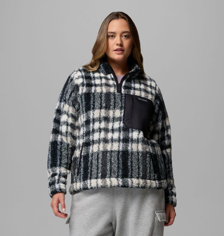 Women's West Bend Quarter Zip II Fleece Pullover - Plus Size, Color: Black Herringplaid, image 1