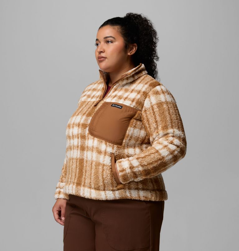 Women's West Bend Quarter Zip II Fleece Pullover - Plus Size, Color: Camel Brown Herringplaid, image 4
