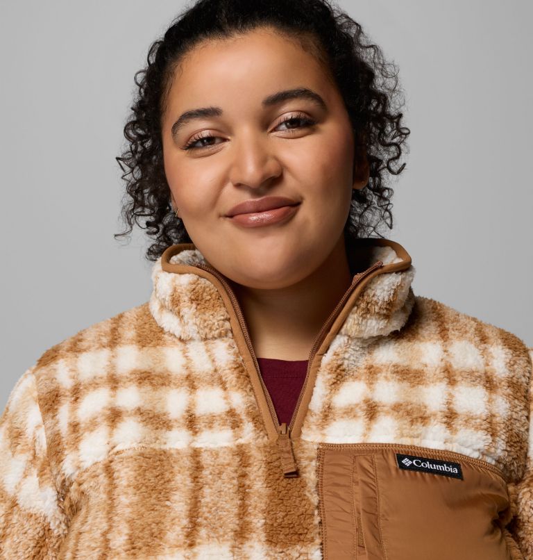 Women's West Bend Quarter Zip II Fleece Pullover - Plus Size, Color: Camel Brown Herringplaid, image 5